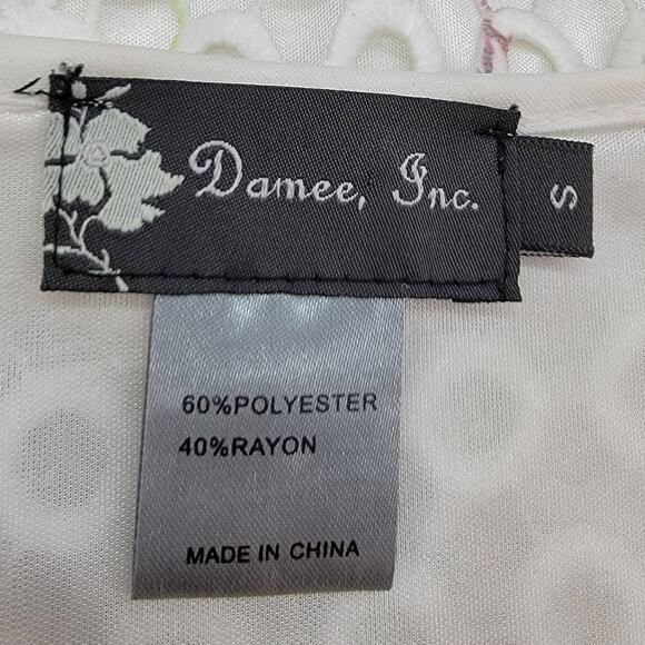 DAMEE INC. White, Pink, Green Crochet Floral Boatneck Layered Tunic - Size S - Picture 6 of 6